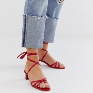 Mango wrap around mid heel sandals